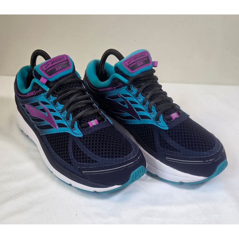 Brooks Addiction 13 Womens Running Shoes Navy Teal Purple 1202531B456 Size 11